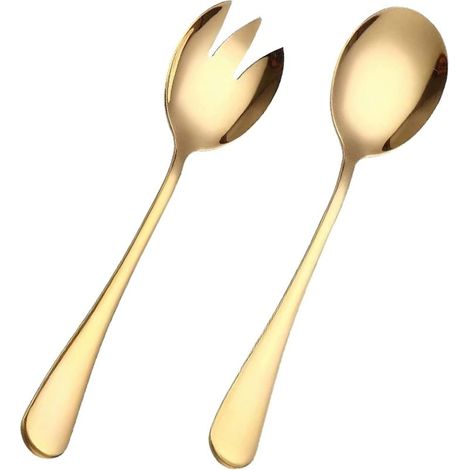 Set de couverts de table dorés pour salade en acier inoxydable mat pour restaurant et mariage service pour buffet et camping élégant (1/5)
