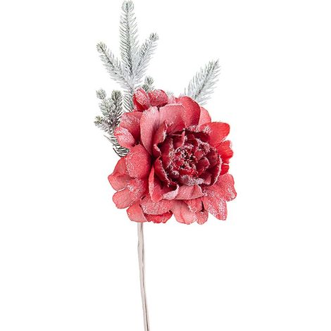 Peonia Lynda Rosso decorazione natalizia h32 cm