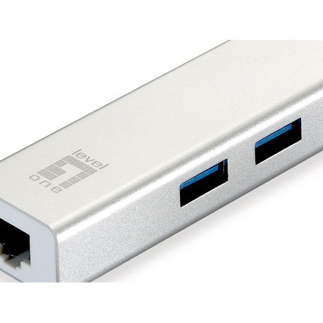 Adaptador usb 3.0 a gigabit ethernet rj45 level one con hub usb 3.0 (1/2)