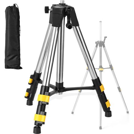 Ej.Life – Trépied pour niveau laser 1.2M – Acier inoxydable et ABS – Filetage 5/8 pouces – Pieds rétractables pour ajustement facile
