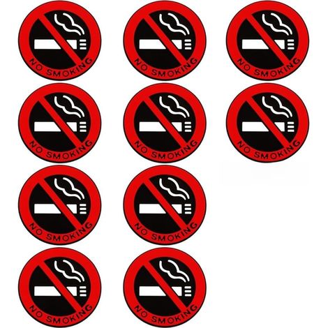 Lot de 10 Autocollants 3D "Interdiction de Fumer" Pictogramme pour Portes de Voiture et Usage Intérieur/Extérieur - Autocollants Auto-Adhésifs pour Surfaces Lisses et Sans Poussière (1/5)