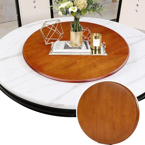 Round Dining Table Wooden Turntable with Silent 360° Rotating Base Rotating Tray for More Guests, Table Plates, Kitchen (1/5)