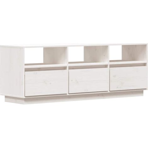 Maison Exclusive - TV-Schrank Weiß 140x37x50 cm Massivholz Kiefer
