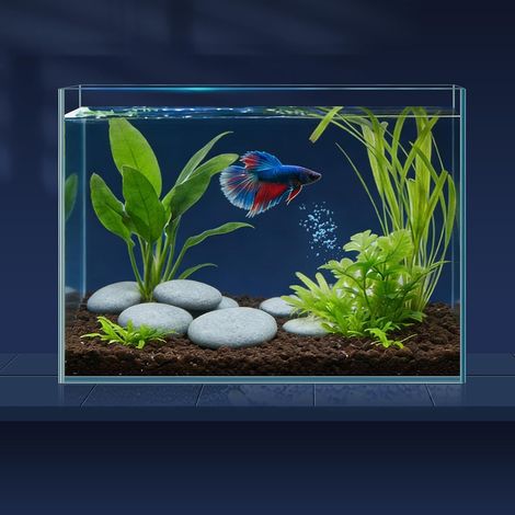 1 Aquarium 7,6L Verre Ultra-Blanc Kit Nettoyage Filet Siphon Pour Betta Poisson Rouge Décoration Intérieur
