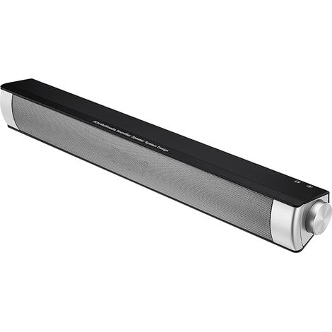 Barre Sonore USB - 2 Haut-Parleurs 5 W - Connexion Bluetooth - Autonomie 6 à 8 H - Pour PC Tablet Ordinateur Portable - Noir Argent Or (1/5)