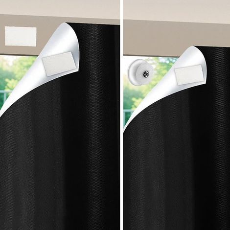 Rideau occultant portable - 150 x 400 cm - 20 velcros, sac non tissé et adhésif double face - Sans perçage - Idéal location, maison de vacances et voyage (1/5)