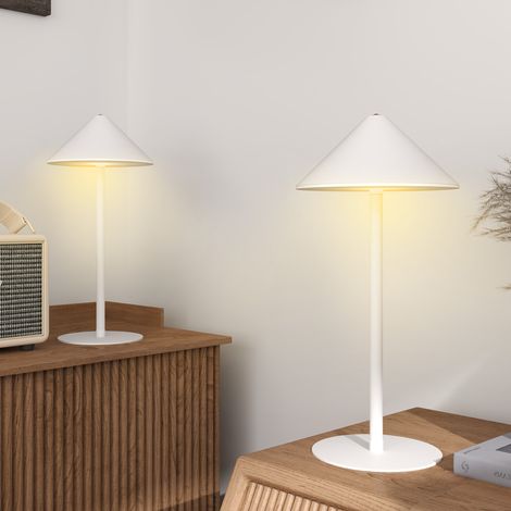 Lampe de table LED avec câble USB. Interrupteur tactile. Métal. Rechargeable. Blanche. (1/5)