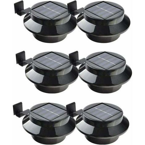 Lot de 6 lampes LED à énergie solaire pour gouttière, clôture, toit, gouttière, jardin, cour, mur, noir (1/4)