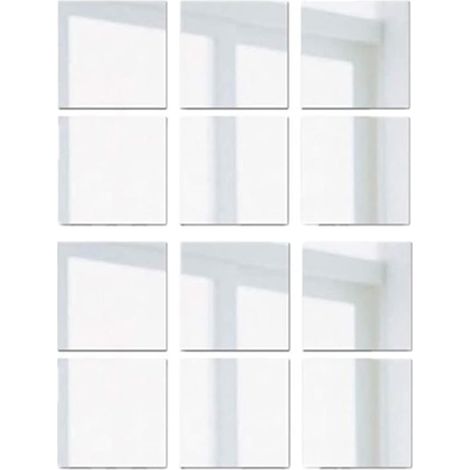 12pcs Autocollant Miroir décor Doux Miroir Autocollant carrelage Miroir Argent Carte de Plaque pour l'école ou la décoration de la Maison (1/5)