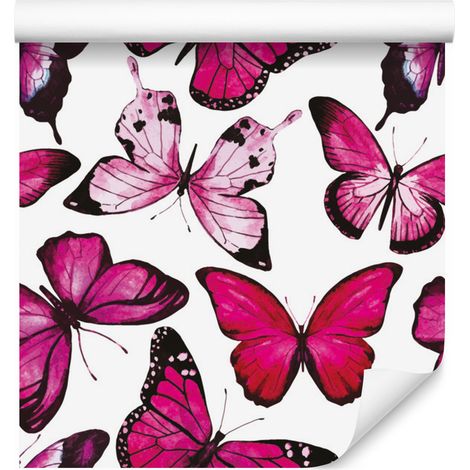 Papier peint papillons roses pour salon et chambre 50x1000 cm (1/5)
