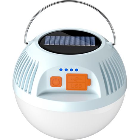 Lanterne solaire de camping LED rechargeable avec crochet de suspension, lampe ronde portable pour tente, camping, maison, bureau, éclairage d'urgence extérieur (1/5)