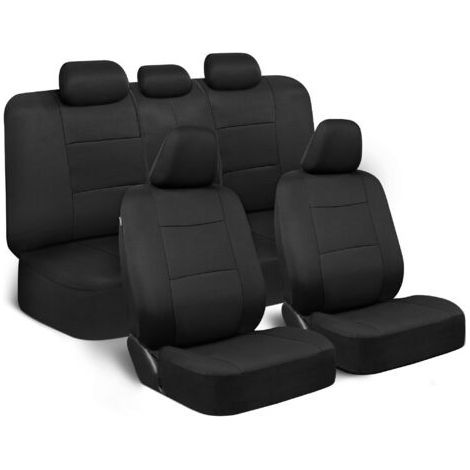 Ensemble Complet de Housses de siège de Voiture en Noir uni – Banquette Avant et arrière séparée, Facile à Installer, Housses intérieures pour Voiture, Camion, camionnette, SUV (1/5)