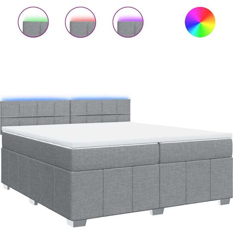 Maison Exclusive - Sommier à lattes de lit avec matelas Gris clair 200x200cm Tissu (1/5)