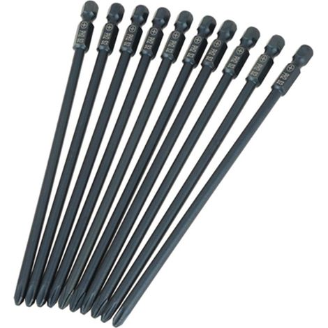 Embouts de visseuse cruciformes PH2 – Lot de 10 pièces en acier S2 avec tige hexagonale, compatibles visseuses pneumatiques et perceuses électriques