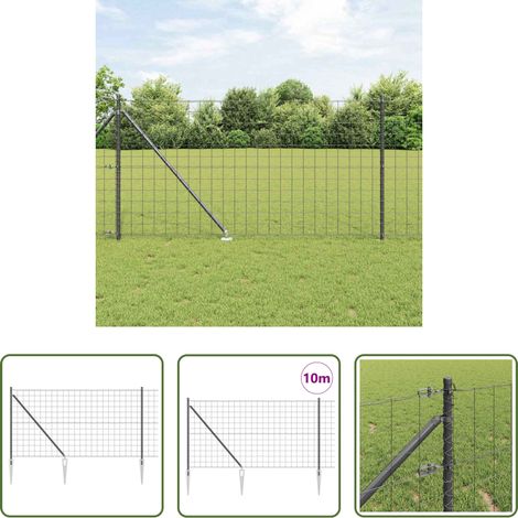 vidaXL Stahlzaun - Zaun mit Pfosten Grau 1 x 10 m Stahl (1/5)