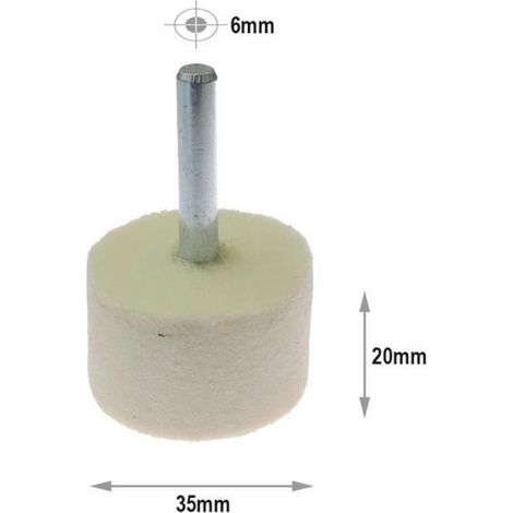 1 pièce Roue de polissage en feutre, tige 6 mm, diamètre 35 mm, pour bois et métaux, accessoire polyvalent pour perceuse ou tour