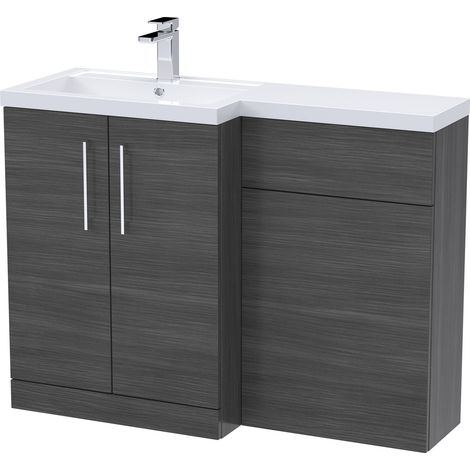 Furniture Combination Vanity Basin and WC Unit Left Hand - 1100mm x 390mm - Anthracite