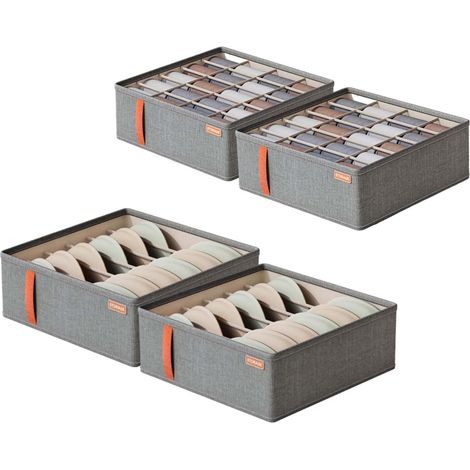 Lot de 4 organiseurs de tiroirs, lavables, pliables, pour sous-vêtements, chaussettes, chemises (1/5)