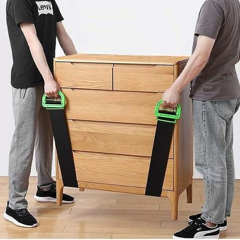VURAHOME - Sangles mobiles de levage réglables – Lot de 2 sangles mobiles pour meubles, boîtes, matelas, matériaux de construction et lourds, supporte jusqu'à 600 kg. (1/5)
