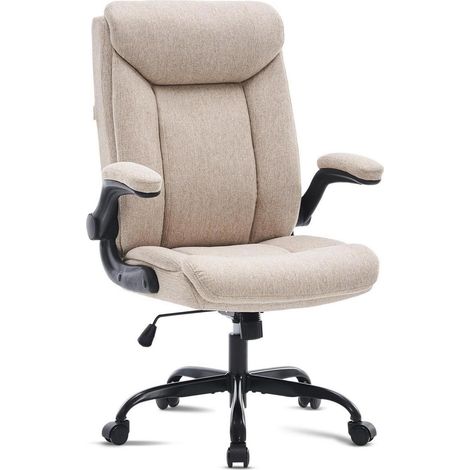 Ergonomischer Bürostuhl Computerstuhl Drehbar höhenverstellbar, Beige Stoff (1/5)