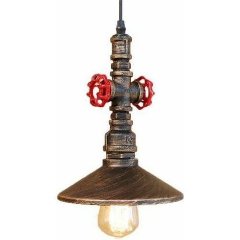 Rétro Suspension Lustre Industrielle Lampe de Plafond de Tuyau d'eau (1/4)