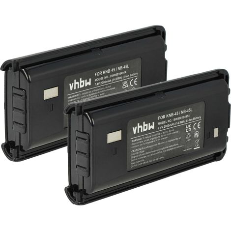vhbw 2x Akku kompatibel mit Kenwood TK-2307M, TK-2306M, TK-2302VK, TK-2302T, TK-2300VP, TK-2302E Funkgerät, Walkie Talkie (2000 mAh, 7,4 V, Li-Ion)
