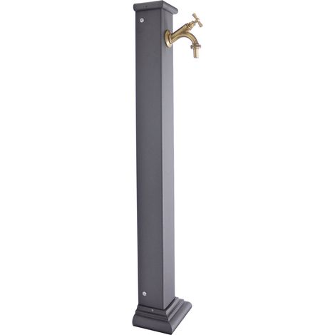 Fonderia Bongiovanni – Fontaine de jardin colonne Sparta en aluminium – Robinet en laiton finition bruni – Hauteur 90 cm – Installation murale avec supports amovibles (1/4)
