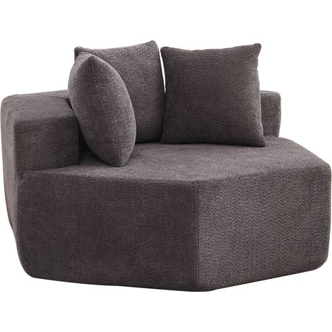 Fauteuil hexagonal moderne et modulable, canapé en tissu chenille à combinaisons multiples, siège design polyvalent pour salon. (1/5)