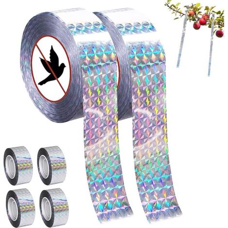 4 pezzi di nastro repellente per uccelli da 80 m x 2,5 cm, nastro anti-uccelli riflettente biadesivo (1/5)