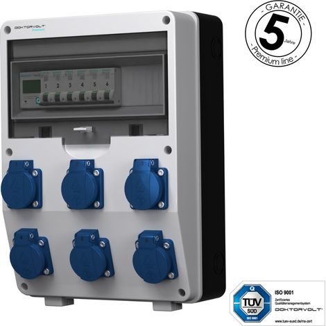 Tableau électrique de chantier avec compteur 1F Siemens pTD-S, 6 prises Menneks Schuko 230 V, Doktorvolt DV-4814-D (1/5)