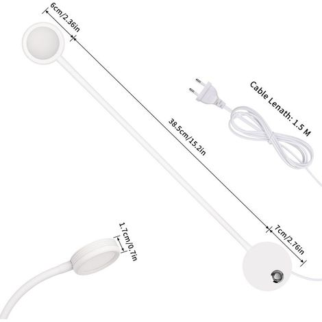LED-Wandleuchte, Tischleuchte mit verstellbarem Touch-Knopf, 3000–6000 K Lichtfarbe, 4 W, 360° flexibler Schwanenhals, USB-Ladeanschluss für Bett und Schlafzimmer (1/5)