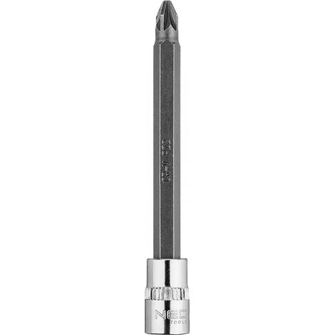 Punta de destornillador PZ2 con casquillo de 1/4", larga, 87 mm (1/5)