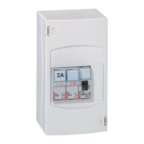 Legrand – Tableau commande automatique pré-équipé chauffe-eau 4,6kW – 2 disjoncteurs – Compatible jusqu'à 4600W – IP30 – Blanc