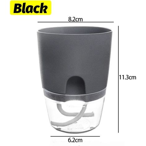 (noir, lot de 2) Pot de fleurs hydroponique Lazy, pot de fleurs à absorption d'eau automatique, double couche transparente en plastique auto-irrigué (1/4)