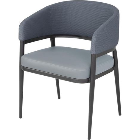 Lot de 2 fauteuils d'intérieur (H)773 x (L)570 x (P)550 mm, bleu grisé, MÉRIDIAN