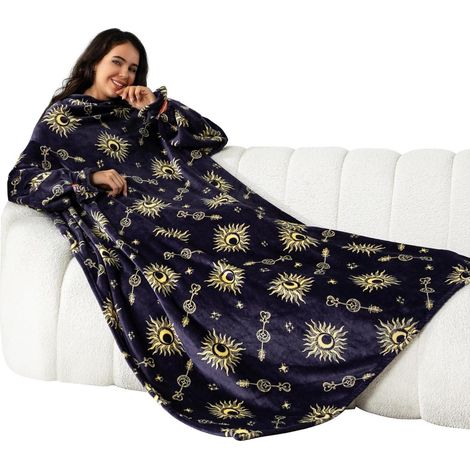 Ärmeldecke mit Klettverschluss, weich & warm, 140x180cm, Sonnendesign (1/5)