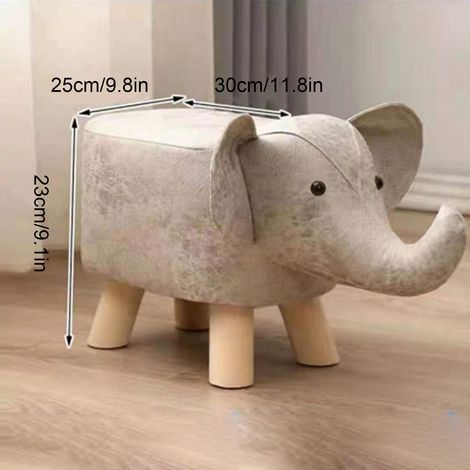 Tabourets de jardin multifonctionnels en forme d'animaux mignons de dessin animé, petits bancs pour la maison et la maternelle, gris et blanc. (1/4)