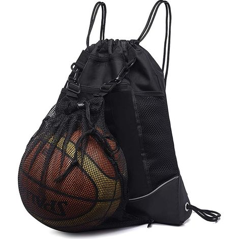 1 bolsa con cordón ajustable, bolsillo de malla extraíble, compartimento principal de 40,6 x 48,3 cm, compartimentos con cremallera, bolsillos laterales, ideal para deportes, escuela y viajes. (1/5)