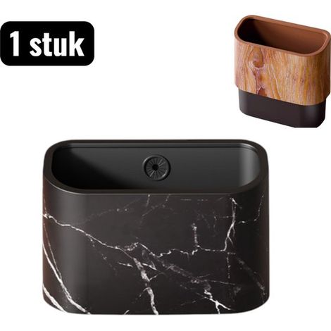 Mini poubelle de bureau sans couvercle – Corbeille compacte pour bureau, chambre, espace de travail ou coiffeuse – Noir (1/5)