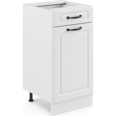 Küchenunterschrank R-Line, Weiß Landhaus, 40 cm ohne Arbeitsplatte, Vicco