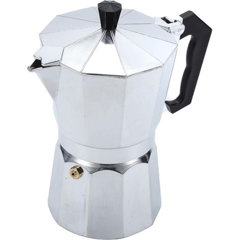 Cafetière moka aluminium 6 tasses 300 ml, double valve italienne, cafetière traditionnelle pour café espresso riche en arômes (1/5)