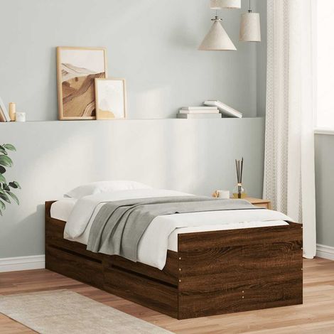 Bettgestell mit Schubladen Braun Eichen-Optik 90x190 cm (1/5)