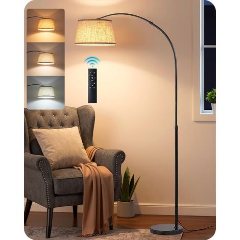 Lampadaire Salon, Hauteur Réglable, LED Dimmable, Noir (1/5)