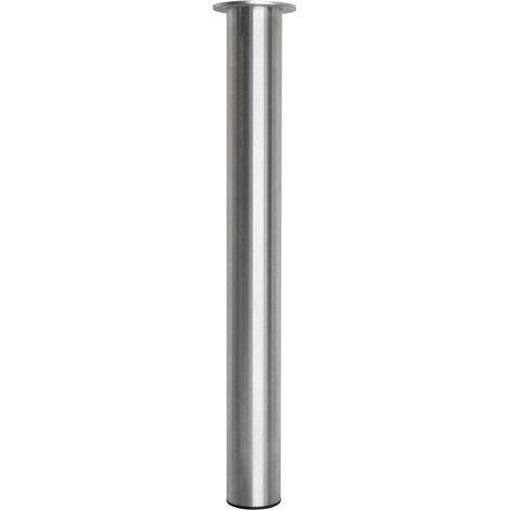Pata de mesa redonda de acero inoxidable cepillado - Plata - 80 x 720