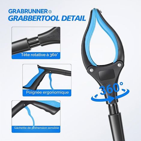 Telescopic Pick Up Pliers for Seniors, Folding Pick Up Tool with Non-Slip Jaw Rotating, Object Pick Up Pliers with Magnet (1/4)