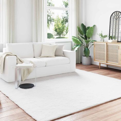 Anti-Slip Faux Rabbit Fur Rug OLITE White 240 x 240 cm vidaXL