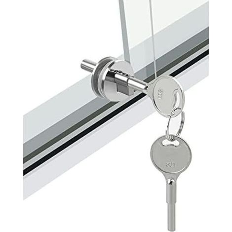 Serrure en verre, serrure de porte en verre coulissante avec clé, serrure de vitrine, convient pour marchandises armoire coulissante, convient pour épaisseur de verre (1/4)