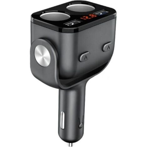 1pc Double Prise Allume Cigare, Voltmètre Interrupteur Chargeur de Voiture pour Téléphone Portable Tablette GPS (1/5)