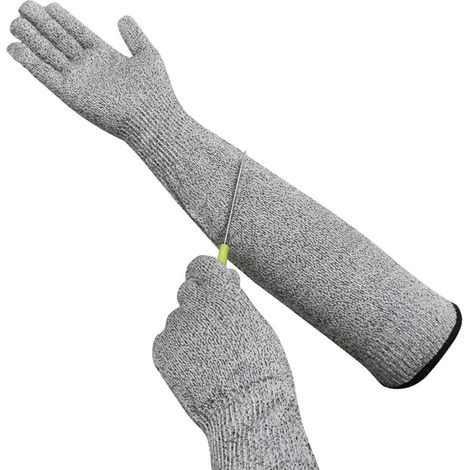 1 x elongated protective gloves, anti-cut gloves, level 5 with long arm sleeve, protective gloves, anti-scratch, anti-cut, anti-sting, suitable for construction (1/5)