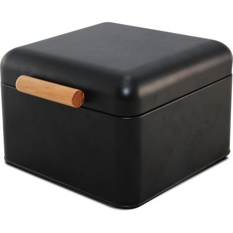Boîte à pain - JUANIO - 20x20x14 cm - Métal noir - Grande capacité - Fond antidérapant (1/5)